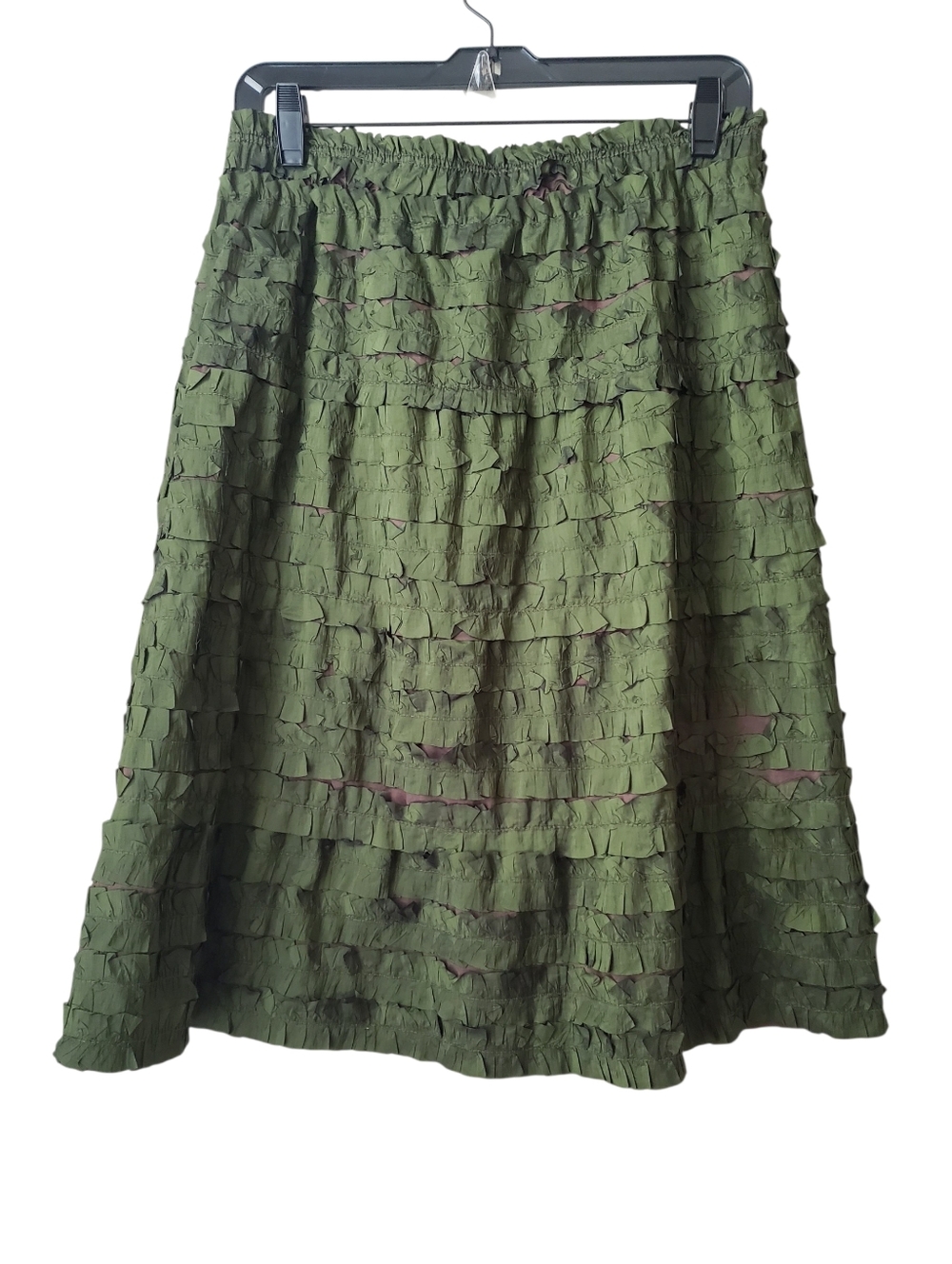 Vintage Babette Green Striped Ruffle Skirt